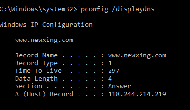 ipconfig /displaydns